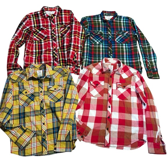 Topo Designs Other - Topo Designs Plaid Flannel Shirts Lot Of 4 Mountain Sz Medium Button Down